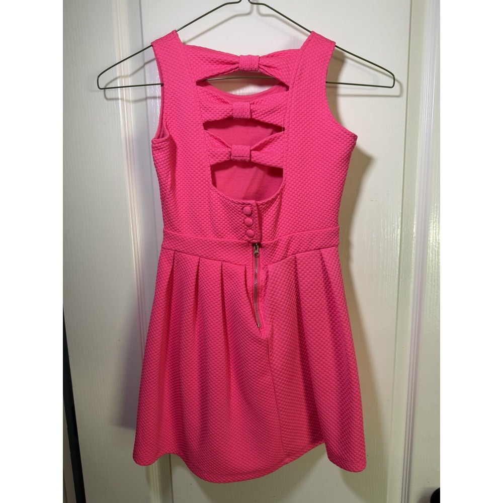 Poof! Girls Size Small Hot Pink Textured Fit & Flare Party Dress Sleeveless Fun - Picture 10 of 14
